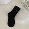 Otoño Nuevo Encaje Lazo Lujo Ligero Calcetines de Mujer Combinan con Todo Cómodos Moda Calcetines Cortos de Algodón con Joyería de Amor