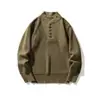 Suéter de alta gama estilo americano resistente y elegante con cuello Henry para hombre, nuevo modelo otoño e invierno 2026, cálido suéter básico de punto retro para hombre