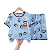 Novos Pijamas Infantis 2025 Primavera e Verão Conjunto de Manga Curta Estilo Fino Infantil Meninas Verão Estiloso Pijama para Crianças Maiores
