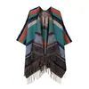 Xale de Tricô para Viagem em Lijiang, Yunnan, Estilo Étnico, Capa Retrô, Cachecol com Franjas, Roupa de Férias para Mulheres