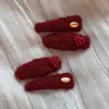 Día de Año Nuevo Clip de Pinza Ovalado Rojo con Etiqueta Dorada en Forma de Corazón Clip Lateral de Felpa para el Cabello Accesorio para el Cabello de Flequillo Exquisito de Alta Gama