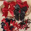 Série vermelho e preto acessórios de acabamento de renda com laço porta-cartão de renda crachá conjunto de acessórios decorativos feitos à mão acabamento branco e vermelho