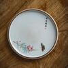 Vintage Blanco Luna Ru Kiln Olla Plato para Fruta Soporte para Olla Tapa Tazón Soporte para Té Bandeja de Cerámica Toalla para Olla Bandeja Pequeña para Té Plato para Burbujas Secas