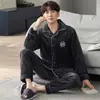 Pijama de Flanela Masculino Inverno Espessado Forrado com Fleece Coral Masculino 2023 Novo Outono e Inverno Tamanho Grande Roupas de Casa