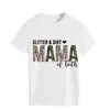 Estação independente da Amazon pronta entrega europeia e americana gola redonda estampa de letras camiseta feminina GLITTER DIRT manga curta