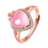 Una Variedad de Anillos Kaiwei Corona Corazón Hueco, Anillos Reina Corazón de Lujo Ligero con Cristal Rosa, Anillos de Celebridad de Internet Mi Corazón Eterno