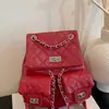 Mochila de Doble Hombro Cuadros Estilo Caviar Transfronteriza para Mujer 2025 Nueva Moda para el Trabajo Mochila Pequeña de Hombro Único con Cadena