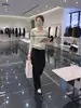 Cárdigan de punto a rayas de alta gama con cuello polo para mujer, nueva camisa de manga larga de otoño, elegante y a la moda, que rejuvenece, top estilo para ir al trabajo