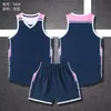 Conjunto de uniforme de basquete para homens, regata sem mangas e shorts, uniforme de equipe color-block, atacado, com impressão de número personalizável, para treinamento esportivo, disponível para adultos e crianças