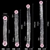Pênis de Silicone com Duas Cabeças Gay Lésbica Dildo Transparente Estendido Dispositivo de Masturbação de Inserção Manual para Casais Compartilharem Maré Instantânea