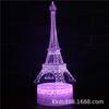 Luz Nocturna LED Torre Eiffel de París Serie de Edificios 3D Lámpara de Mesa Táctil USB Regalo de San Valentín Luz Nocturna
