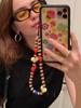 Kkbead Bohemio Ins Cadena para Teléfono de Corazón Rayado de Acrílico Lanyard Colgante Estilo Ins Decoración