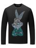 Camiseta de manga comprida masculina ins moderna coelho de strass versátil roupas masculinas marca trendy moderna plus size camiseta outono slim fit