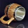 Taza de Cerveza de Madera de Acero Inoxidable Alemán, Alto Valor Estético, Cubo de Cerveza de Gran Capacidad, Suministros para Bar, Taza Popular para Cerveza de Barril