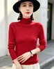 Andy Veludo Outono/Inverno Novo Estilo Gola Alta Meio Babado Slim Fit Camada Base Top Roupa Íntima Feminina Suéter de Manga Longa Tricô Top