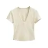 Camiseta de Manga Corta con Hombro Normal de Corte Recto y Cintura Alta con Forma de Reloj de Arena para Mujer, Nueva Tendencia Verano 2026, Alta Elasticidad, Ajustada, Cuello en U, Camiseta Básica