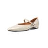 Zapatos Mary Jane de Punta de Piel de Oveja Suave 2025 Primavera Tacón Bajo Grueso Hebilla Metálica Zapatos de Suela Suave Completamente de Cuero para Mujer