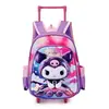 Mochila Escolar con Ruedas Modelo Nuevo Transfronteriza para Niños de 12 Pulgadas, Mochila de Estudiante de Primaria Rígida, Mochila Escolar de Jardín de Infancia con Dibujo de Kuromi