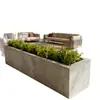Maceta rectangular de fibra de vidrio estilo cemento industrial para paisajismo de patios, maceta para plantación de vegetación exterior, personalizada de fábrica