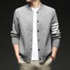Chaqueta de punto de manga larga con bloques de color estilo Hong Kong Yingao Otoño e Invierno Nueva Gruesa de un solo botón Joven Guapo Suéter Cardigan