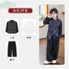 Novo Traje Bordado Estilo Chinês Nacional Infantil Primavera & Outono Roupa Bonita de Menino Performance Recitação Apresentador Dinastia Han