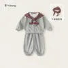 Bangxuan Huzhou Zhili Ropa Infantil Conjunto para Niñas Primavera y Otoño Nuevo Sudadera de Cuello Redondo y Pantalones Jogger de Chándal Conjunto de Dos Piezas para Niños