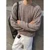 Otoño/Invierno 2026 Nuevo Camiseta Casual Suelta de Color Sólido con Cuello Redondo y Manga Larga de Chenille Estilo Americano High Street para Hombre y Mujer Tendencia
