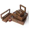 Caja de madera marrón para relojes con múltiples ranuras, caja de almacenamiento para relojes, caja de embalaje para relojes de hombre, estuche para relojes, cajas de relojes al por mayor