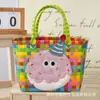 Bolsa de Cesta de Verduras de Dibujos Animados Linda, Bolsa de Compras Tejida Colorida de Gran Capacidad, Bolsa de Plástico Versátil para Llevar en la Mano para Mujeres que Van al Trabajo