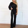 Jumpsuit elegante de fiesta para mujer, de moda, de nueva estación independiente europea y americana, con lentejuelas, un hombro, con cordones, de gran venta