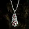 Joyería Taoísta de Plata Pura S925 Colgante Tai Chi Chapado en Oro con Cinabrio, Amuleto de Energía Estilo Chino Vintage