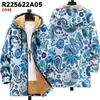 Chaqueta de Nuevo Estilo Transfronteriza con Elementos de Patrón Multicolor, Cárdigan con Cremallera y Capucha 86, Abrigo Grueso de Algodón Polar de Invierno con Forro Amarillo