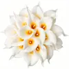 Lírio Calla Artificial Branco e Amarelo com Textura de PU, Flor Falsa, Flor Artificial para Decoração de Casa, Mini Lírio Calla de Casamento