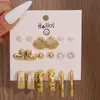Set de 9 Pares de Aretes Originales Nuevos Dorados Transfronterizos Versátil Ccb Geométrico Estilo Minimalista Pendientes de Comercio Exterior Venta al por Mayor