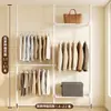 Suporte de cabideiro de chão haste de suporte chão quarto aberto simples closet prateleira de armazenamento montagem cabideiro para pendurar roupas