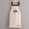 Avental impermeável e à prova de óleo masculino e feminino cozinha cozimento cintura cor sólida alças simples bolsos grandes trabalho em restaurante ampliado