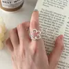 Anel de Flor Vazada em Prata de Lei S925 para Mulheres, Estilo Coreano Minimalista, Renda de Linha, Moderno, Personalizado, Anel de Design Simples