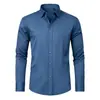 Camisa de Manga Larga para Hombre de Color Sólido Elástica en Cuatro Direcciones Popular de Venta Transfronteriza Ropa para Hombre Camisa Formal sin Planchar Camisa Popular de Venta en Amazon