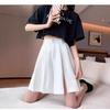 Pantalones Falda Negros de Pierna Ancha Recta de Tiro Alto para Mujer, Tallas Grandes, con Aberturas, Efecto Adelgazante, Pantalones Cortos de Longitud Media