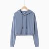 Sudadera Corta con Capucha para Mujer de Moda Europea y Americana, Sudadera Corta, Chaqueta con Capucha para Mujer, Color Sólido Gris Otoño, Talla Única para Mujer