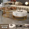 Conjunto de mesa de centro/mesa de chá redonda de estilo italiano de alta qualidade para apartamentos pequenos e salas de estar, minimalista moderno e luxo leve.