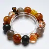 [Qiulin Shuoyang] Cristal Natural Flor de Pegamento Amarillo Té con Leche Pulsera de Luz de Luna para Mujer La Más Fácil de Combinar Pulsera de Regalo Venta al por Mayor