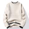 Suéter Básico de Tricô Masculino Waffle de Manga Longa Casual Solto Novo para Comércio Exterior Inverno 2025