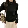 Suéter liso simples de gola alta para mulheres, outono e inverno de 2026, veludo alemão macio e aconchegante, ombro regular, top base versátil