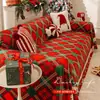 Capa de Sofá Vermelha de Natal Decoração de Sala de Estar de Casa de Férias Tecido de Capa de Sofá Tecido de Capa Festiva Xadrez Transfronteiriça