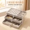Caja de almacenamiento de joyería de terciopelo de tres capas, caja de joyería acrílica para pendientes, anillos, collares, caja de accesorios antioxidante