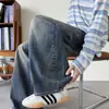 Novedades Otoño/Invierno 2026: Jeans Rectos Desgastados con Degradado Retro Americano y Pedrería, Pantalones Largos Casuales Sueltos y Elegantes para Hombre
