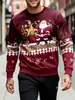 Sudadera casual y divertida para hombre con cuello redondo, estampado digital 3D de patrón de Santa Claus, superventas transfronterizo de Navidad