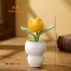 Productos florales hechos a mano, jarrón de calabaza tulipán, flores artificiales, adornos de decoración para el hogar, regalos creativos, flores de hilo tejido