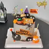 Decoración de Pastel de Halloween 2025 Calabaza Fantasma Adornos Ojos Divertidos Caramelo Mini Bola de Pelo Sombrero Bandera Pequeña Enchufe